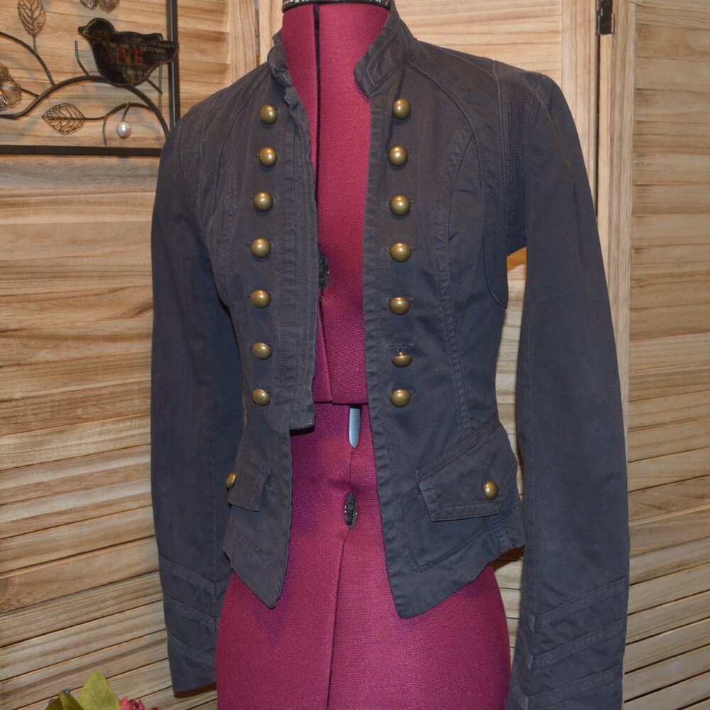 Willow & Clay XS Blue Cropped Jacket L/S Military Vibe